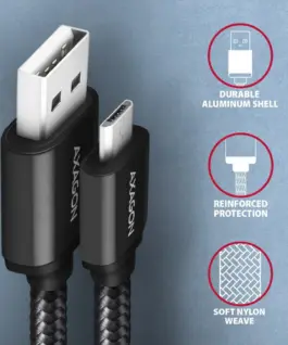 AXAGON AXAGON BUMM-AM20AB cabl e MicroUSB USB-A