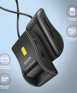 Alternative view of AXAGON AXAGON CRE-SM3SD reader Smart card +SD/microSD/