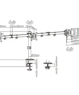 Gembird Adjustable desk 3-display mounting arm