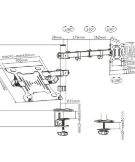 Gembird Adjustable desk mount with монитор arm and Лаптоп tray
