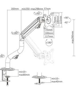 Alternative view of Gembird Adjustable desk display mounting arm (tilting), 17 inches -32 inches, up to 8 kg