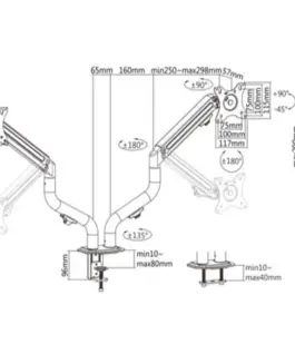 Gembird Adjustable desk 2-display mounting arm