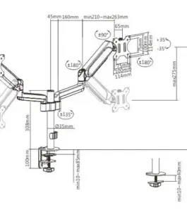 Gembird Adjustable desk 2-display mounting arm