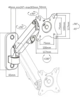 Alternative view of Gembird Adjustable wall display mounting arm, up to 27 inches/7 kg