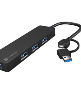 Natec USB-C 3.0 Hub 4-Port Mayfly черен + адаптер