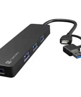 Natec USB-C 3.0 Hub 4-Port Mayfly черен + адаптер