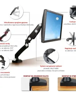 Alternative view of ART Desk handle on gas spring for 1 LCD монитор / LED 13-27 L-11GD