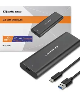 Alternative view of Qoltec Enclosure for M2 SATA SSD, NGFF, USB type C