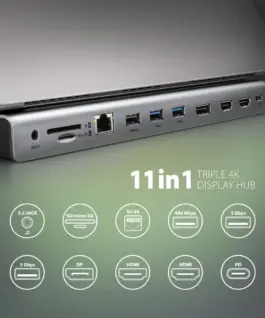 Alternative view of AXAGON AXAGON HMC-4KX3 3x USB- A/2xHDMI/DP/GLAN/SD/PD