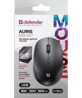 Defender Wireless мишка silent click AURIS MB-027 800/1200/1600 DPI черен - Image 5