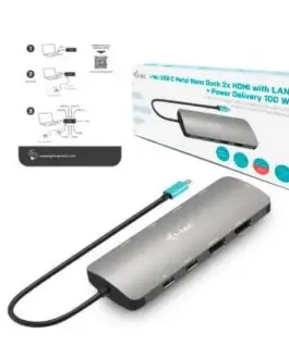 i-tec USB-C Metal Nano docking station 2x HDMI Display + Power Delivery 100W