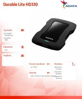 Adata Durable Lite HD330 5TB 2.5 USB3.1 черен