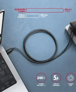 AXAGON BUCM2-CM10AB кабел 240W USB-C USB-C