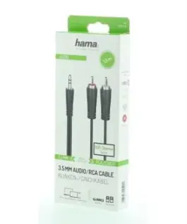 Alternative view of Аудио кабел HAMA, 3.5 mm жак - 2 x Чинч, 1.5м, Черен