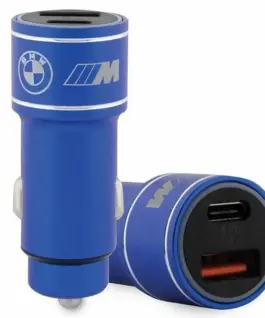 BMW зарядно за кола 20W PD-QC 3.0 Fast Blue