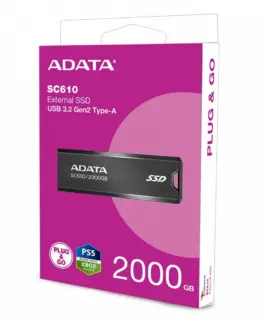 Adata външен SSD SC610 2000 GB USB3.2A Gen2 черен