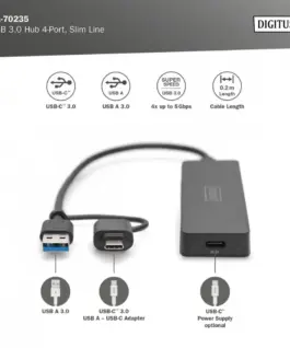 Alternative view of Digitus USB 3.0 Hub, 4-port DA-70235