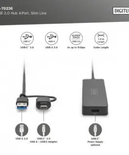 Alternative view of Digitus USB 3.0 Hub, 4-port DA-70236