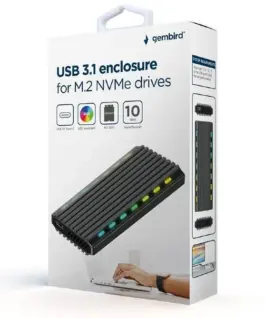 Alternative view of Gembird Drive case USB 3.1 enclosure for M .2 NVME aluminum LED USB 3.1