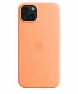 Apple Silicone case with MagSafe for iPhone 15 Plus – оранжев