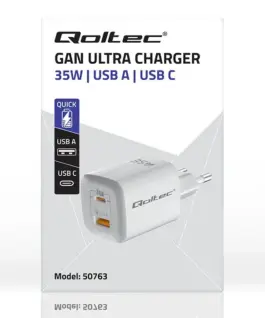 Qoltec GaN ULTRA 35W зарядно 5V 20V