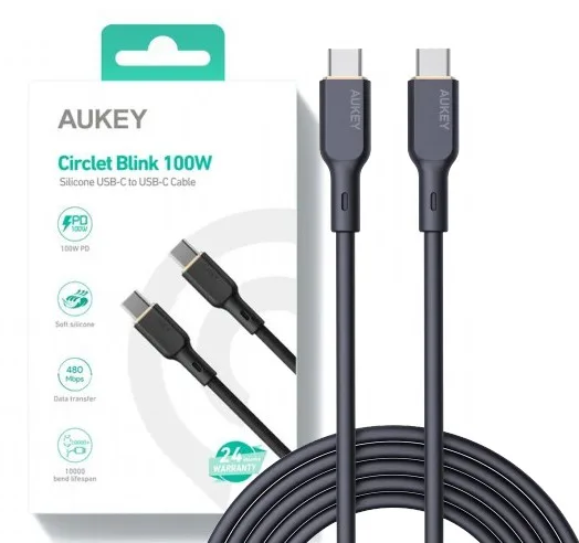 AUKEY AUKEY CB-SCC101 Silicon кабел USB C - USB C 1m