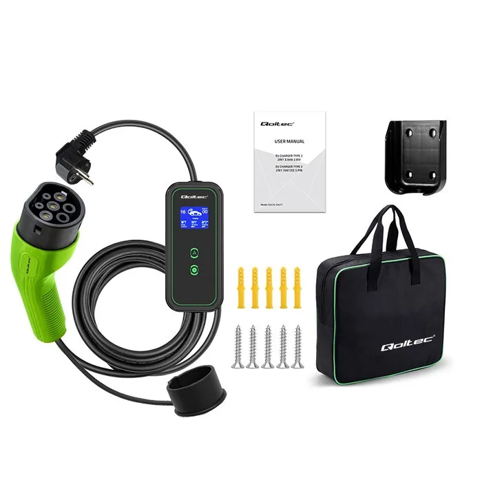 Qoltec Mobile зарядно for EV 2 in 1 type2, 3.5kW - Image 3