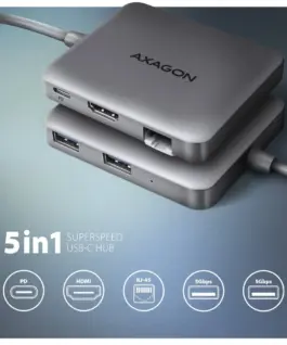 Alternative view of AXAGON HMC-5HL 2xUSB-A 4K HDMI GLAN PD100W USB-C 15cm