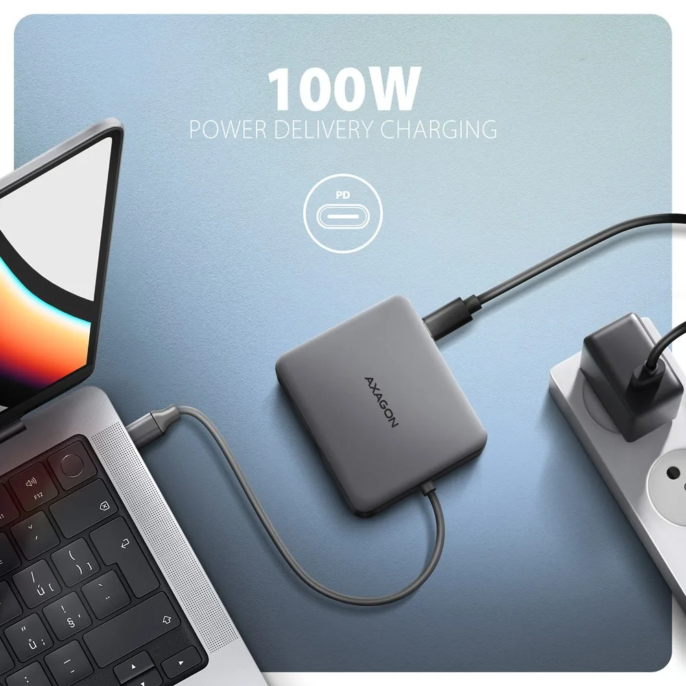 AXAGON HMC-5HL 2xUSB-A 4K HDMI GLAN PD100W USB-C 15cm - Image 4