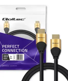 Qoltec HDMI v2.1 кабел UHS 8K 60Hz 30AWG GOLD 1m