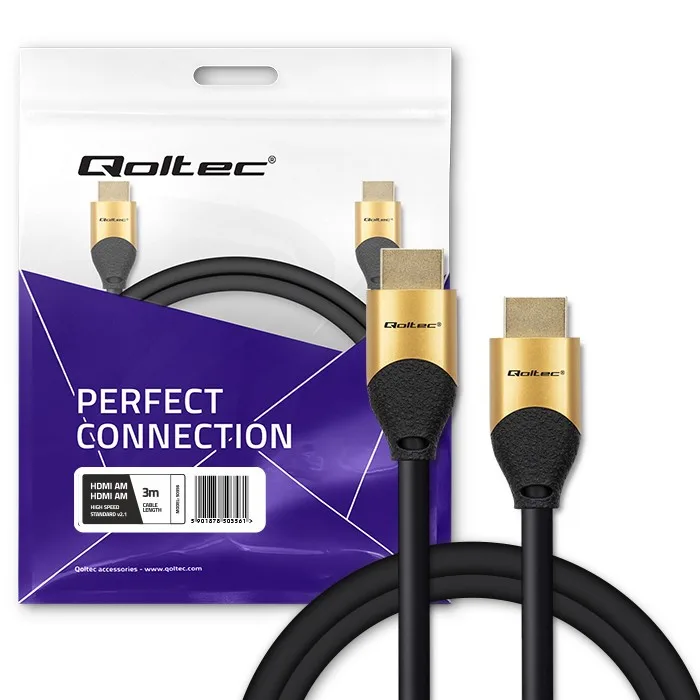 Qoltec HDMI v2.1 кабел UHS 8K 60Hz 28AWG GOLD 3m - Image 4