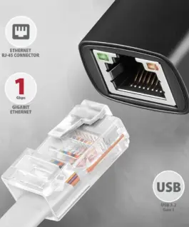 Alternative view of AXAGON ADE-AR, USB-A 3.2 Gen 1 LAN адаптер 1Gbit