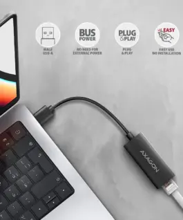 AXAGON ADE-AR, USB-A 3.2 Gen 1 LAN адаптер 1Gbit - Image 3