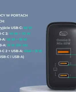 AUKEY AUKEY PA-B6T черен Omni a II GaN мрежово зарядно 3xUSB