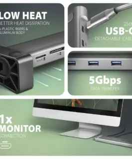 AXAGON HMC-10HLS USB hub 10in1 5Gbps