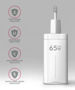 AXAGON ACU-DPQ65W GaN 3xport мрежово зарядно 65W бял