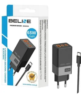 Alternative view of Beline зарядно 65W GaN 2xUSB-C +USB-A + USB-C кабел bl