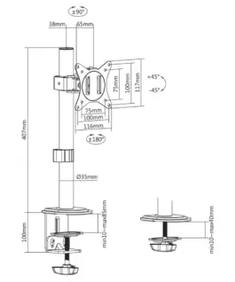 Alternative view of Maclean Monitor Desk Mount Hold er MC-751N