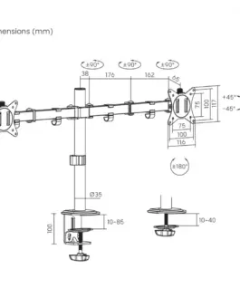 Maclean Double MMonitor Desk Holder MC-754N