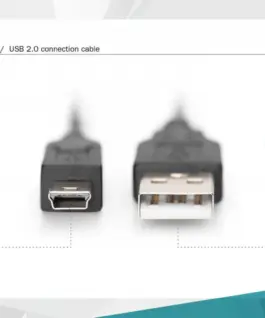 Digitus кабел за връзка USB A / miniUSB B M/M 1 m черен