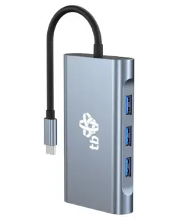 TB HUB 8in1 адаптер USB C HDMI x2 USB VGA RJ45 PD