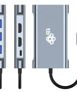 TB HUB 8in1 адаптер USB C HDMI x2 USB VGA RJ45 PD