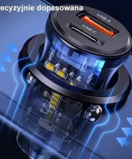 USAMS зарядно за кола 30W 1xUSB+1 1xUSB-C Fast charge