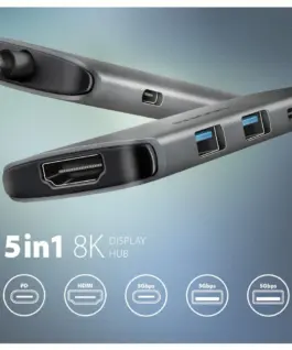 Alternative view of AXAGON HMC-5H8K 2xUSB-A HDMI8K 1x USB-C PD100W USB-C