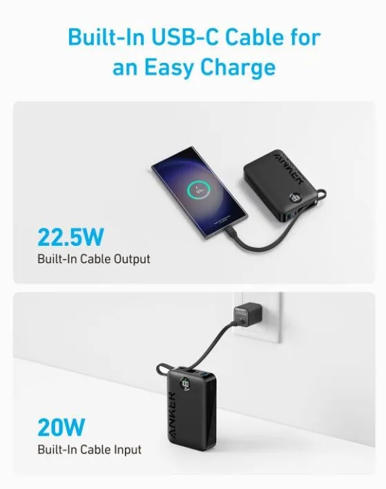 Anker външна батерия 335 20000 mAh 22.5W with USB-C кабел - Image 5