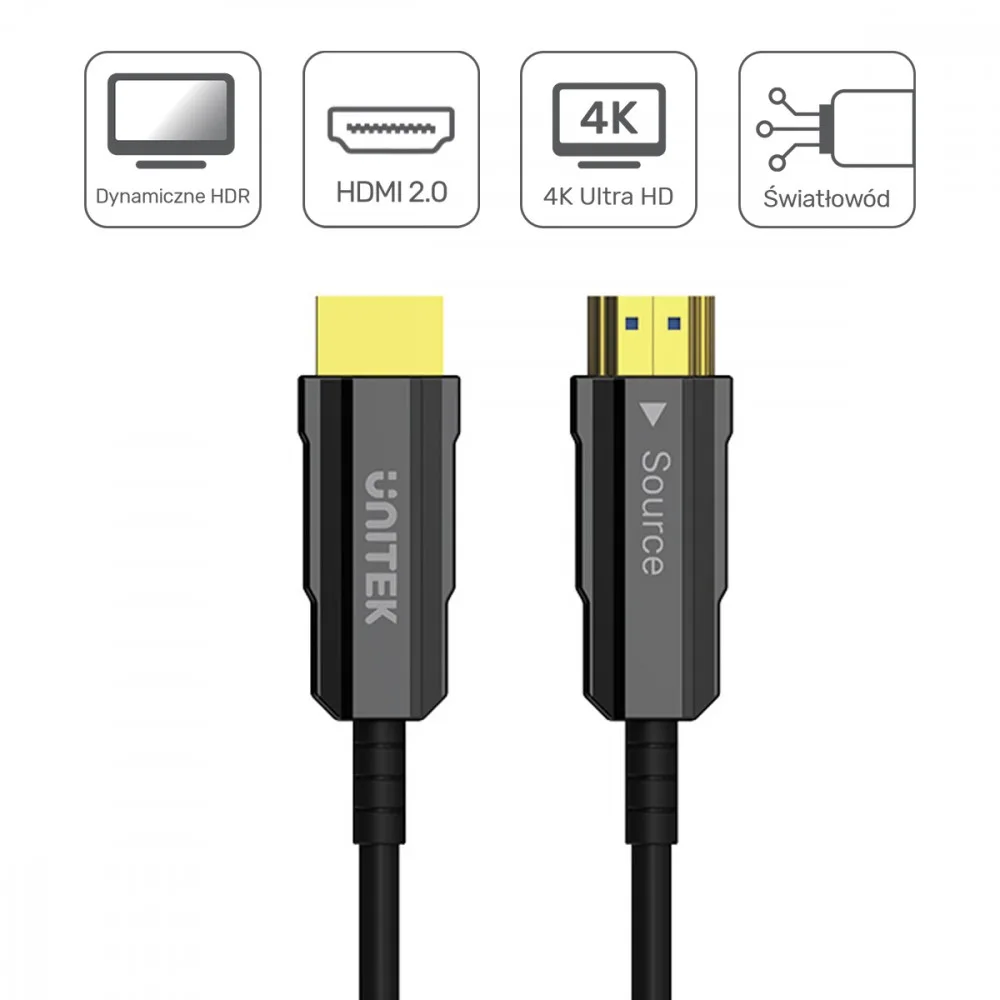 Unitek HDMI Optic кабел 2.0 10M 4K60Hz C11072BK-10M - Image 4