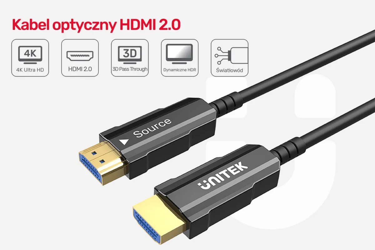 Unitek HDMI Optic кабел 2.0 20m AOC 4K60Hz C11072BK-20M - Image 2