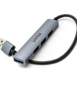 Unitek HUB USB-A; 3x USB-A 2.0; 1x USB-A 5 Gbps Alu