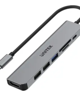 Unitek HUB USB-C 7in1 Aluminium PD 100W ; 5 Gbps
