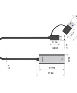 Unitek адаптер USB-A/C 3.1 GEN1 RJ45